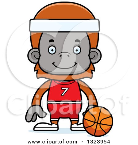 Clipart of a Cartoon Happy Orangutan Monkey Basketball Player - Royalty Free Vector Illustration by Cory Thoman