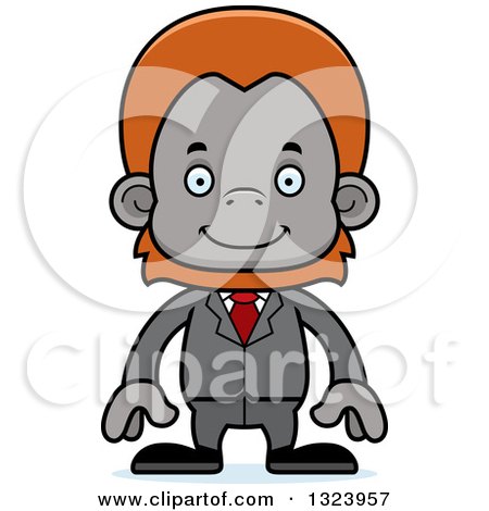 Clipart of a Cartoon Happy Orangutan Monkey Business Man - Royalty Free Vector Illustration by Cory Thoman