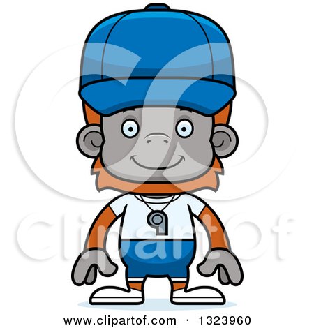 Clipart of a Cartoon Happy Orangutan Monkey Sports Coach - Royalty Free Vector Illustration by Cory Thoman