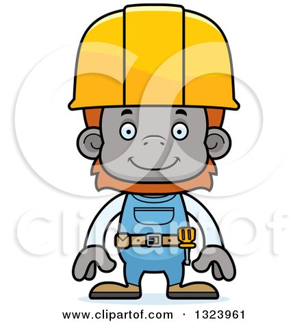 Clipart of a Cartoon Happy Orangutan Monkey Construction Worker - Royalty Free Vector Illustration by Cory Thoman