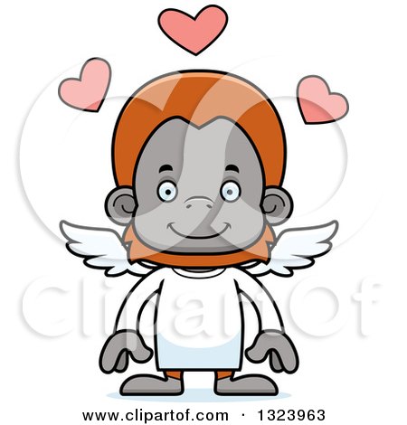 Clipart of a Cartoon Happy Orangutan Monkey Cupid - Royalty Free Vector Illustration by Cory Thoman