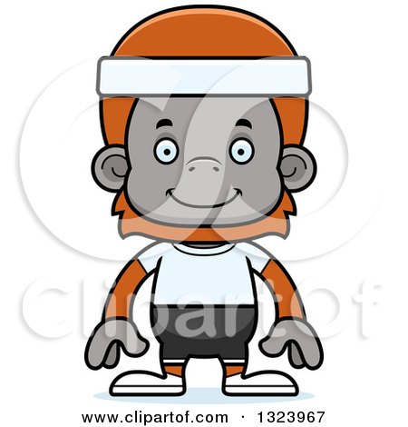 Clipart of a Cartoon Happy Fitness Orangutan Monkey - Royalty Free Vector Illustration by Cory Thoman