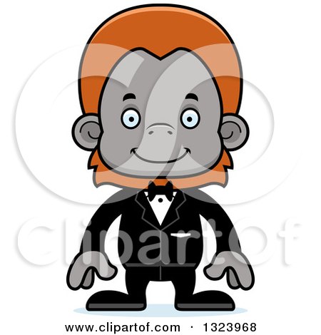 Clipart of a Cartoon Happy Orangutan Monkey Groom - Royalty Free Vector Illustration by Cory Thoman