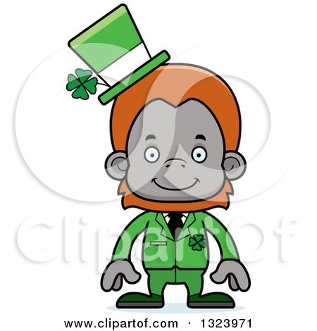 Clipart of a Cartoon Happy St Patricks Day Orangutan Monkey - Royalty Free Vector Illustration by Cory Thoman