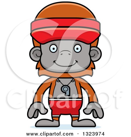 Clipart of a Cartoon Happy Orangutan Monkey Lifeguard - Royalty Free Vector Illustration by Cory Thoman