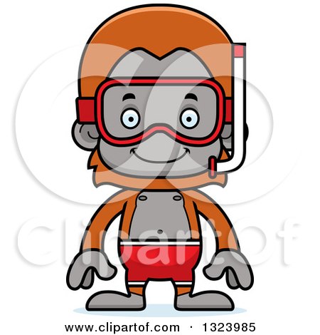 Clipart of a Cartoon Happy Orangutan Monkey in Snorkel Gear - Royalty Free Vector Illustration by Cory Thoman