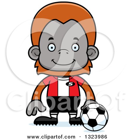 Clipart of a Cartoon Happy Orangutan Monkey Soccer Player - Royalty Free Vector Illustration by Cory Thoman
