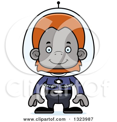 Clipart of a Cartoon Happy Futuristic Space Orangutan Monkey - Royalty Free Vector Illustration by Cory Thoman