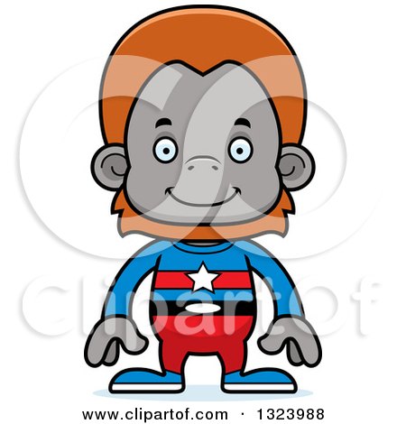 Clipart of a Cartoon Happy Orangutan Monkey Super Hero - Royalty Free Vector Illustration by Cory Thoman
