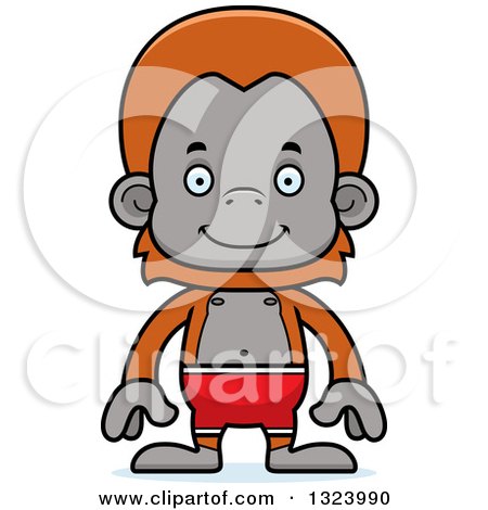 Clipart of a Cartoon Happy Orangutan Monkey Swimmer - Royalty Free Vector Illustration by Cory Thoman
