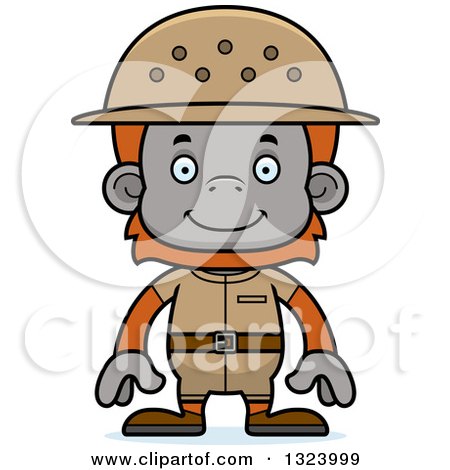 Clipart of a Cartoon Happy Orangutan Monkey Zookeeper - Royalty Free Vector Illustration by Cory Thoman