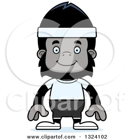 Clipart of a Cartoon Happy Fitness Gorilla - Royalty Free Vector Illustration by Cory Thoman