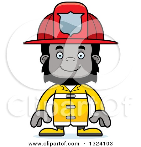 Clipart of a Cartoon Happy Gorilla Firefighter - Royalty Free Vector Illustration by Cory Thoman