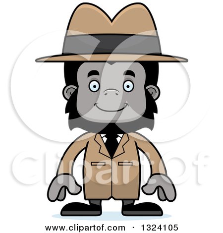 Clipart of a Cartoon Happy Gorilla Detective - Royalty Free Vector Illustration by Cory Thoman