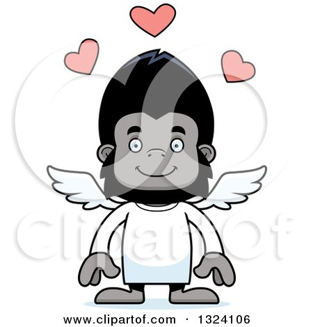 Clipart of a Cartoon Happy Gorilla Cupid - Royalty Free Vector Illustration by Cory Thoman