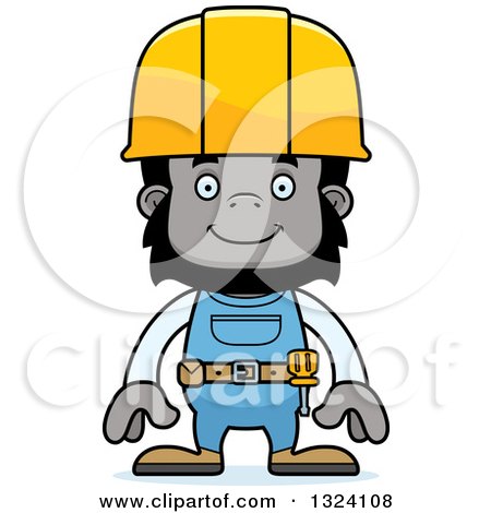 Clipart of a Cartoon Happy Gorilla Construction Worker - Royalty Free Vector Illustration by Cory Thoman