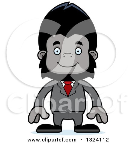 Clipart of a Cartoon Happy Gorilla Businessman - Royalty Free Vector Illustration by Cory Thoman