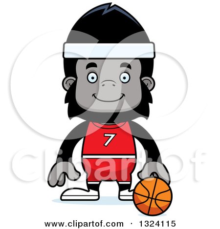 Clipart of a Cartoon Happy Gorilla Basketball Player - Royalty Free Vector Illustration by Cory Thoman