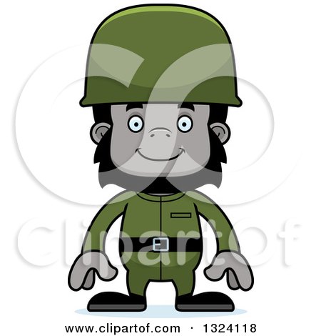 Clipart of a Cartoon Happy Gorilla Soldier - Royalty Free Vector Illustration by Cory Thoman