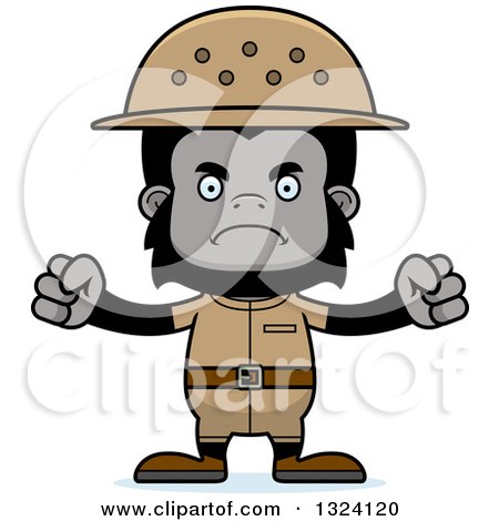Clipart of a Cartoon Mad Gorilla Zookeeper - Royalty Free Vector Illustration by Cory Thoman