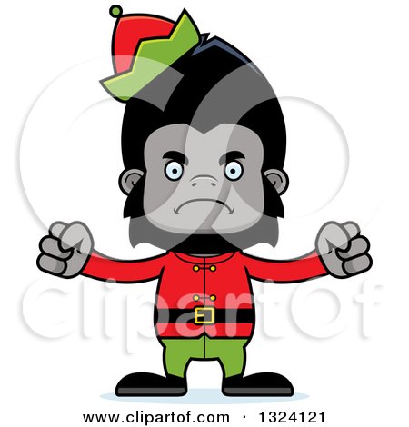 Clipart of a Cartoon Mad Gorilla Christmas Elf - Royalty Free Vector Illustration by Cory Thoman
