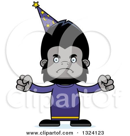 Clipart of a Cartoon Mad Gorilla Wizard - Royalty Free Vector Illustration by Cory Thoman