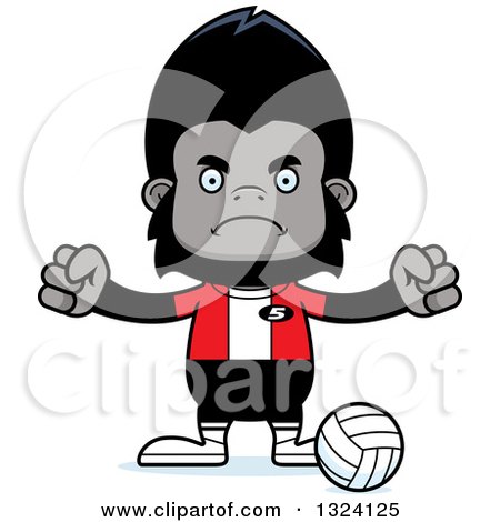 Clipart of a Cartoon Mad Gorilla Volleyball Player - Royalty Free Vector Illustration by Cory Thoman