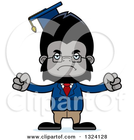 Clipart of a Cartoon Mad Gorilla Professor - Royalty Free Vector Illustration by Cory Thoman