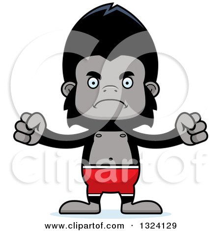 Clipart of a Cartoon Mad Gorilla Swimmer - Royalty Free Vector Illustration by Cory Thoman
