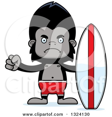 Clipart of a Cartoon Mad Gorilla Surfer - Royalty Free Vector Illustration by Cory Thoman