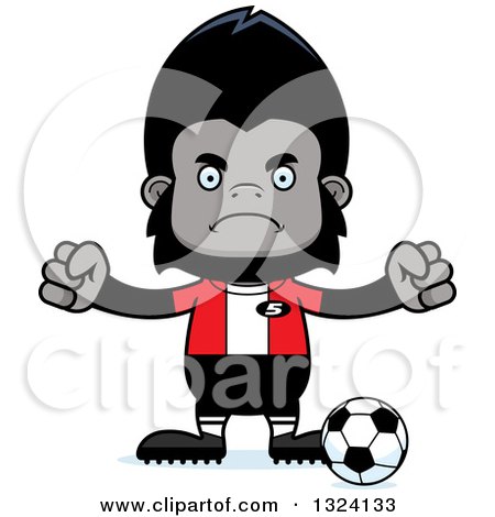 Clipart of a Cartoon Mad Gorilla Soccer Player - Royalty Free Vector Illustration by Cory Thoman