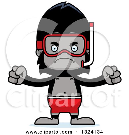 Clipart of a Cartoon Mad Gorilla in Snorkel Gear - Royalty Free Vector Illustration by Cory Thoman