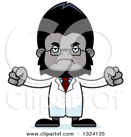 Clipart of a Cartoon Mad Gorilla Scientist - Royalty Free Vector Illustration by Cory Thoman