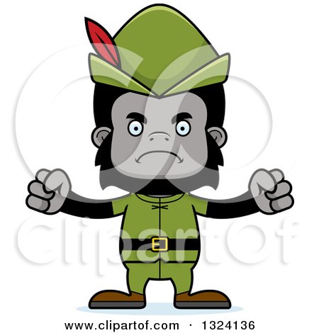 Clipart of a Cartoon Mad Gorilla Robin Hood - Royalty Free Vector Illustration by Cory Thoman