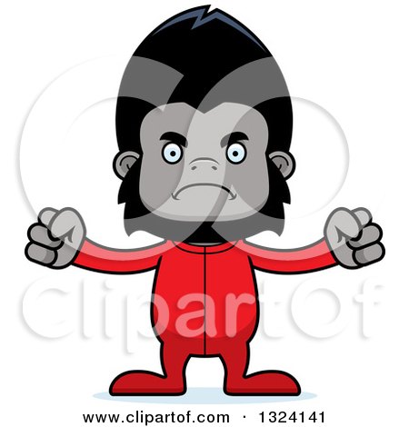 Clipart of a Cartoon Mad Gorilla in Pjs - Royalty Free Vector Illustration by Cory Thoman