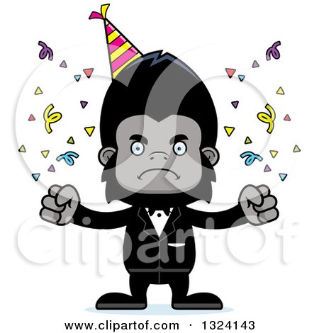 Clipart of a Cartoon Mad Party Gorilla - Royalty Free Vector Illustration by Cory Thoman