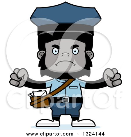 Clipart of a Cartoon Mad Gorilla Mailman - Royalty Free Vector Illustration by Cory Thoman