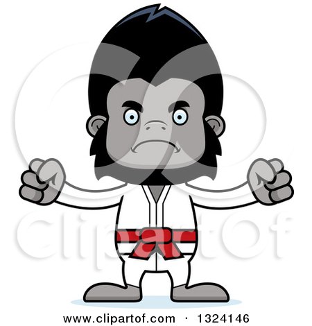 Clipart of a Cartoon Mad Karate Gorilla - Royalty Free Vector Illustration by Cory Thoman