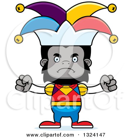 Clipart of a Cartoon Mad Gorilla Jester - Royalty Free Vector Illustration by Cory Thoman