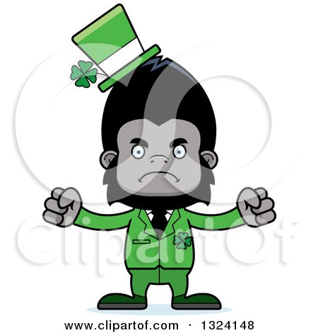 Clipart of a Cartoon Mad St Patricks Day Gorilla - Royalty Free Vector Illustration by Cory Thoman