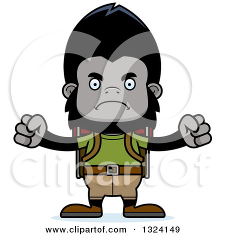 Clipart of a Cartoon Mad Gorilla Hiker - Royalty Free Vector Illustration by Cory Thoman