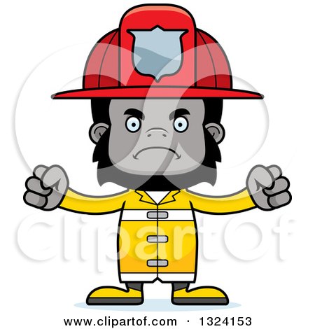 Clipart of a Cartoon Mad Gorilla Firefighter - Royalty Free Vector Illustration by Cory Thoman