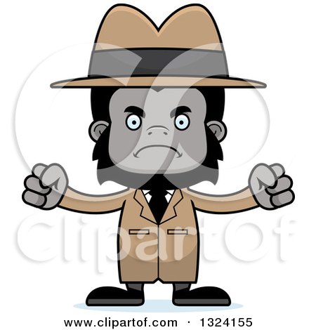 Clipart of a Cartoon Mad Gorilla Detective - Royalty Free Vector Illustration by Cory Thoman