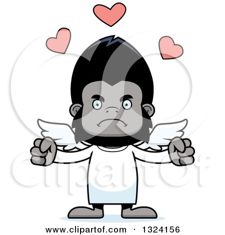 Clipart of a Cartoon Mad Gorilla Cupid - Royalty Free Vector Illustration by Cory Thoman