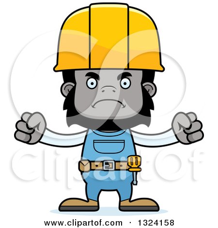 Clipart of a Cartoon Mad Gorilla Construction Worker - Royalty Free Vector Illustration by Cory Thoman