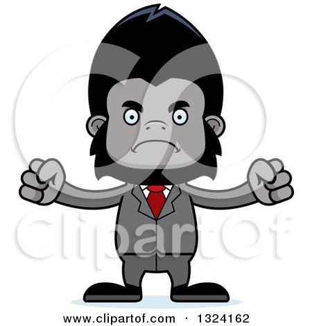 Clipart of a Cartoon Mad Gorilla Businessman - Royalty Free Vector Illustration by Cory Thoman