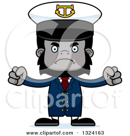 Clipart of a Cartoon Mad Gorilla Captain - Royalty Free Vector Illustration by Cory Thoman