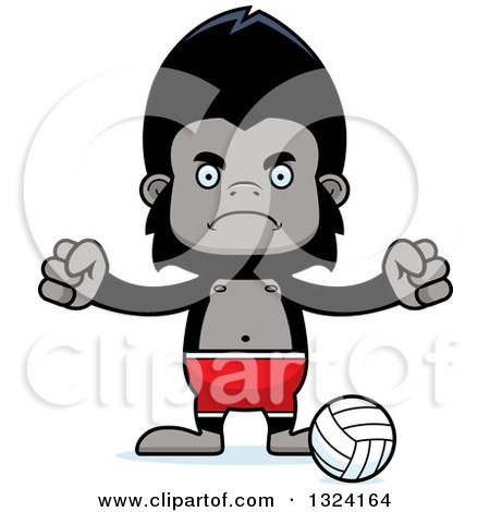 Clipart of a Cartoon Mad Gorilla Beach Volleyball Player - Royalty Free Vector Illustration by Cory Thoman