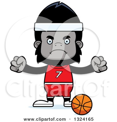 Clipart of a Cartoon Mad Gorilla Basketball Player - Royalty Free Vector Illustration by Cory Thoman