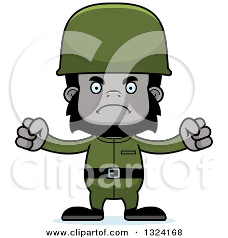 Clipart of a Cartoon Mad Gorilla Soldier - Royalty Free Vector Illustration by Cory Thoman
